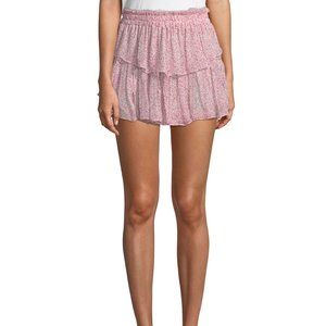 loveshackfancy • pink ruffle mini skirt floral